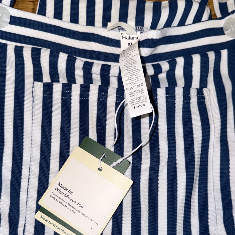 HALARA Navy and White Vertical Stripe Jumpsuit XL NWT - Picture 2 of 5